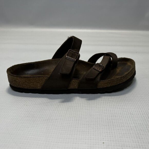 Birkenstock Mayari Mocha Brown Toe Loop Sandals Womens Size 37 L6 M4 - Picture 9 of 15